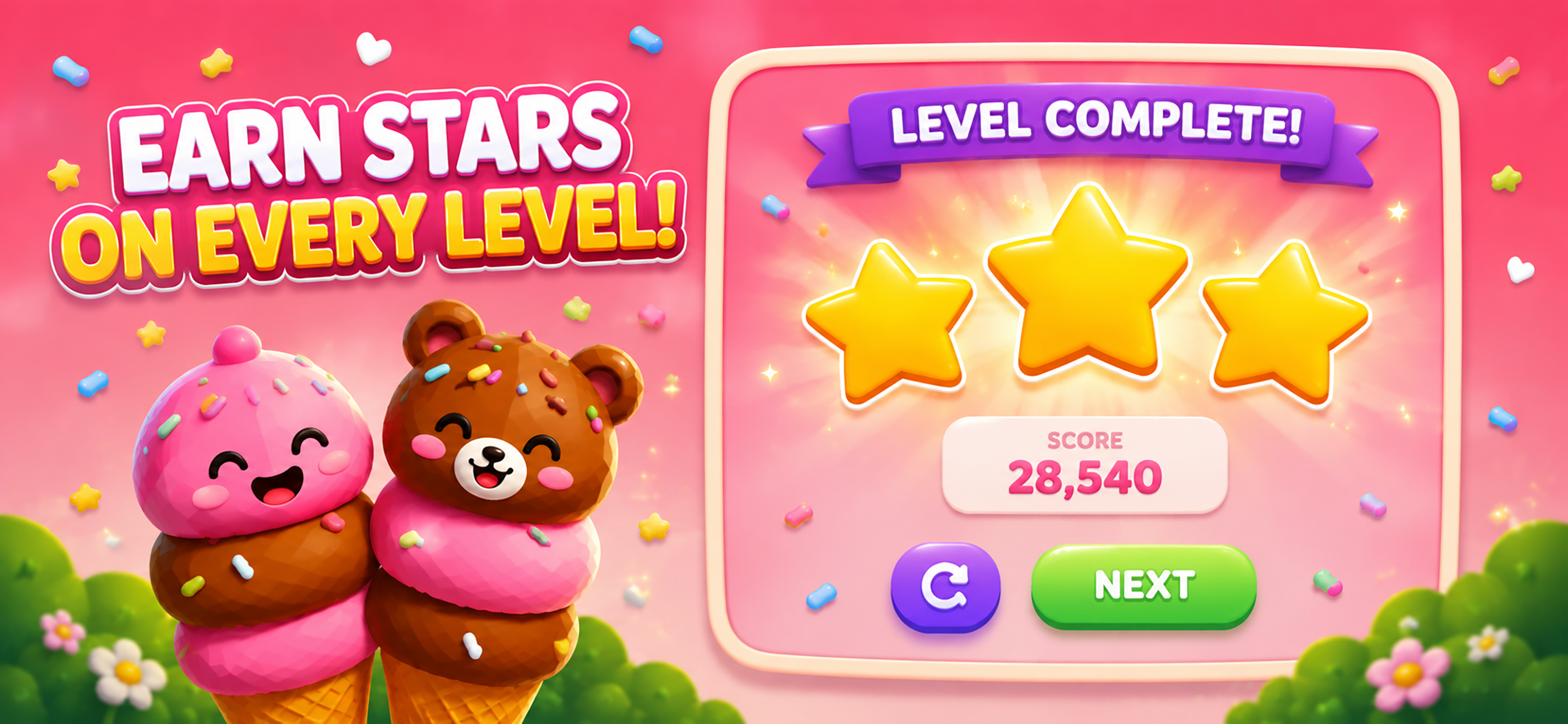 Three-star level complete screen