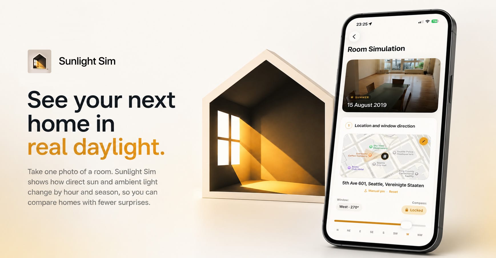 Sunlight Sim room light preview app
