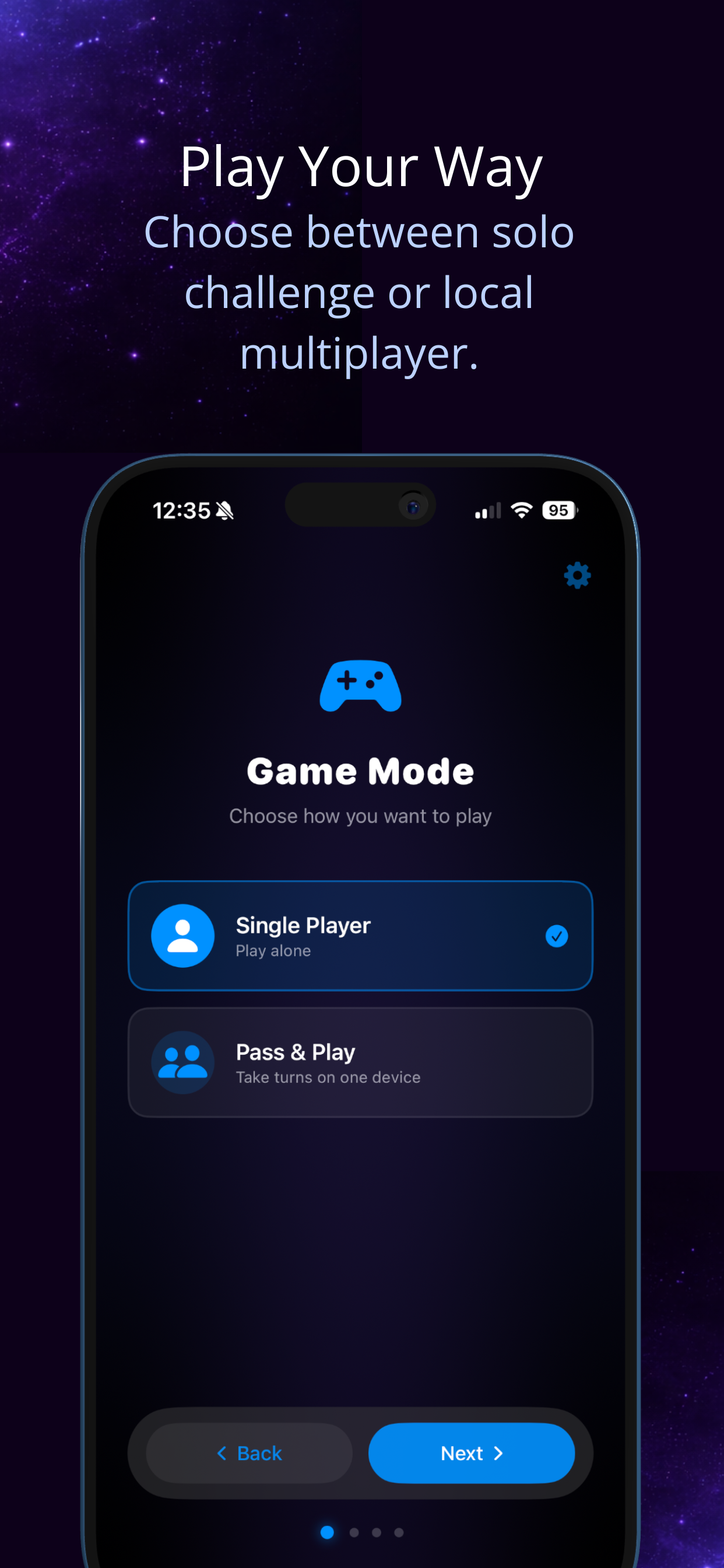 Game mode selection screen