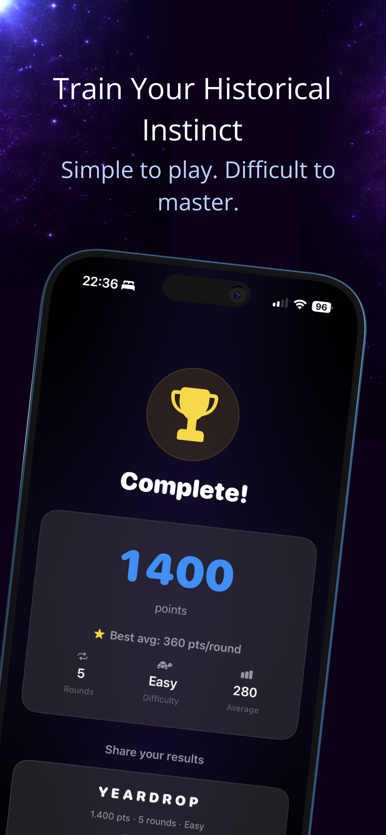 Round complete score screen